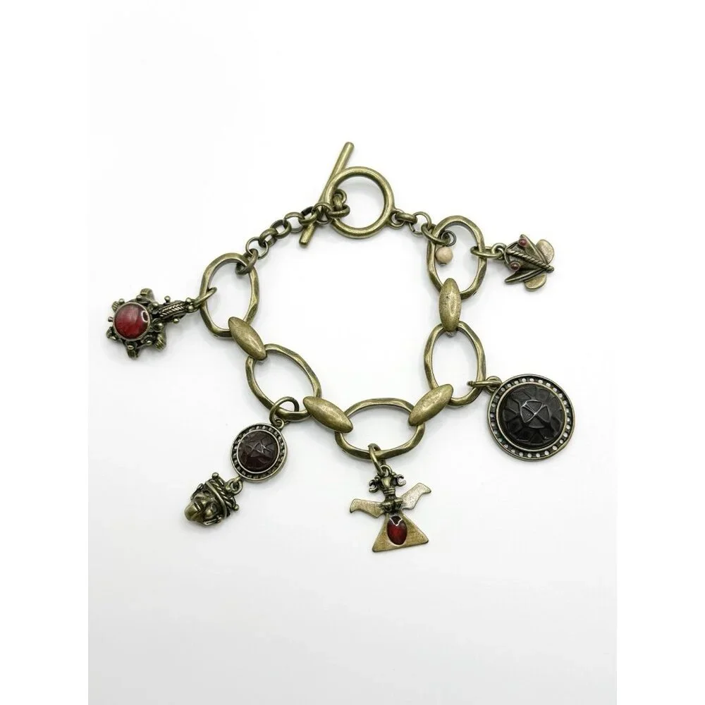 Unsigned Lucky Brand?‎ Charm Bracelet Turtle Frog Mask
